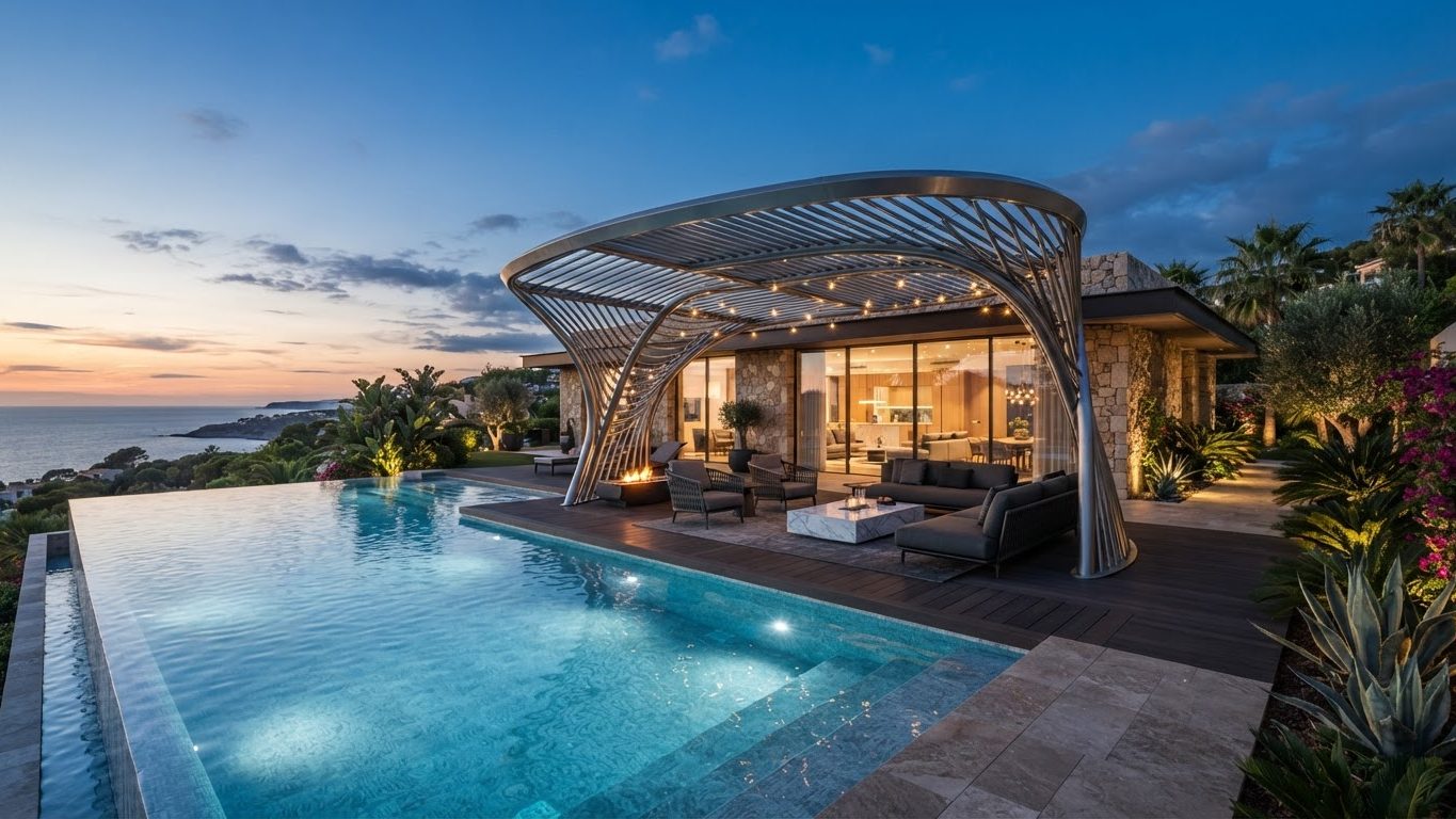 Pergola & Patio Concept 07 Pergolas & Patios futuristic concept visualisation futuristic. Images Created by www.Future-Home.Shop