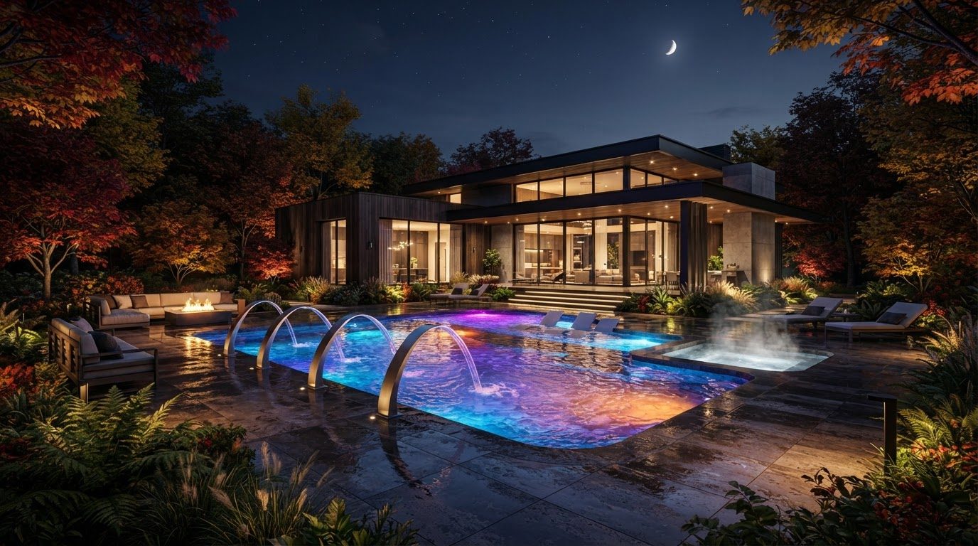 Futuristic Backyard Concept 40 Home Designs design concept visualisation photo futuristic neon. Images Created by www.Future-Home.Shop