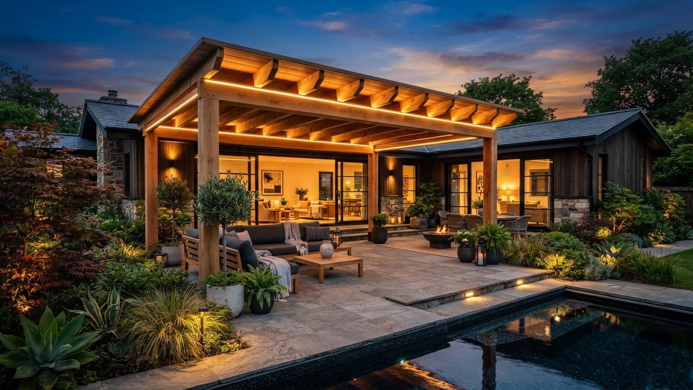 Pergola & Patio Concept 01 Pergolas & Patios futuristic concept visualisation futuristic. Images Created by www.Future-Home.Shop