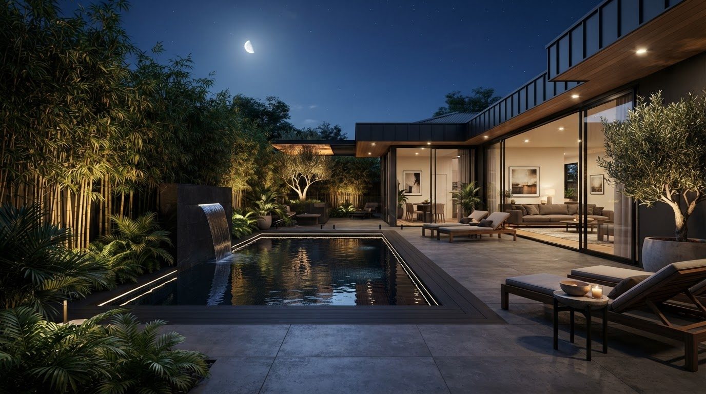 Futuristic Backyard Concept 11 Home Designs design concept visualisation photo futuristic neon. Images Created by www.Future-Home.Shop