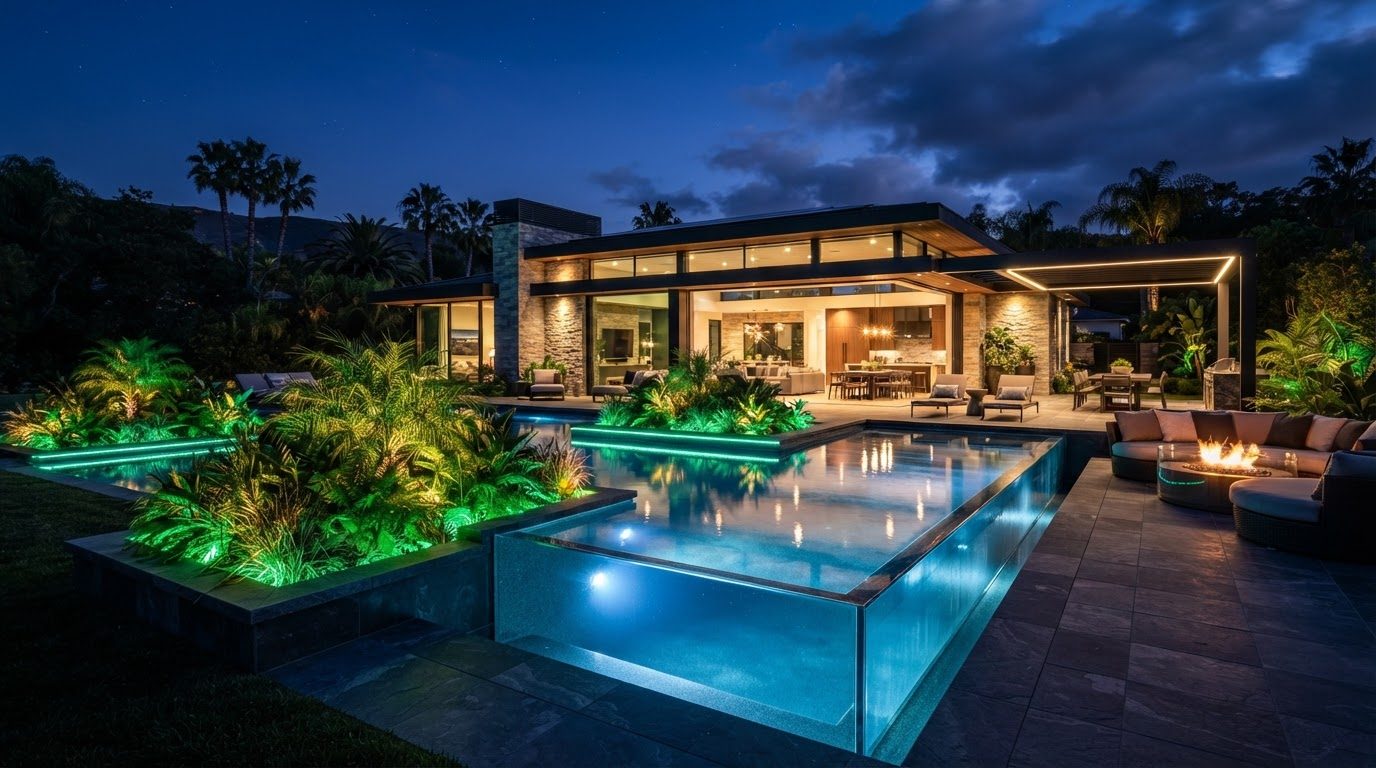 Futuristic Backyard Concept 10 Home Designs design concept visualisation photo futuristic neon. Images Created by www.Future-Home.Shop