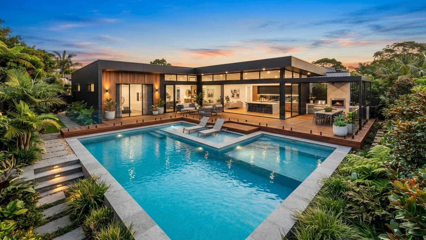 Modern Swimming Pool Concept 07 Pool Designs design concept visualisation photo futuristic. Images Created by www.Future-Home.Shop