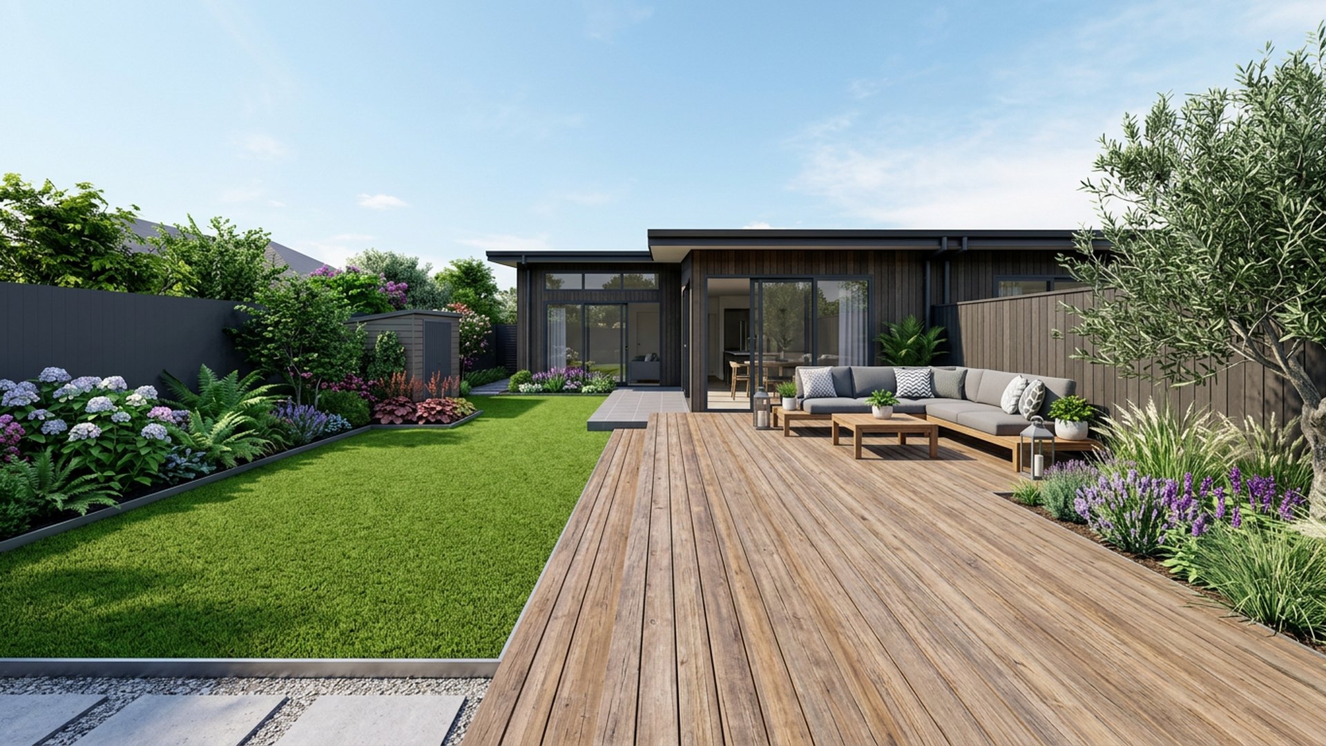 Deck Home Designs design concept visualisation photo futuristic neon lit future home. Images Created by www.Future-Home.Shop
