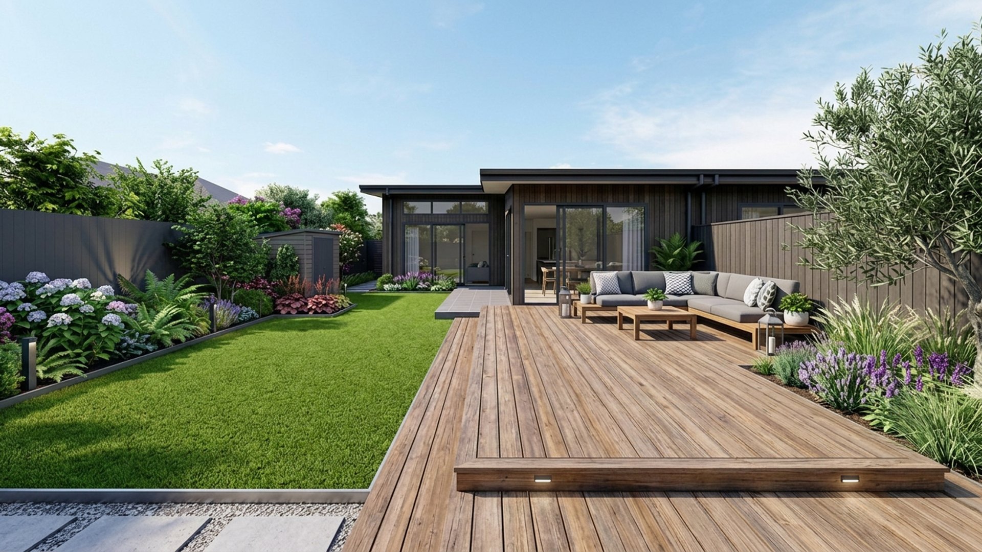 Deck Home Designs design concept visualisation photo futuristic neon lit future home. Images Created by www.Future-Home.Shop