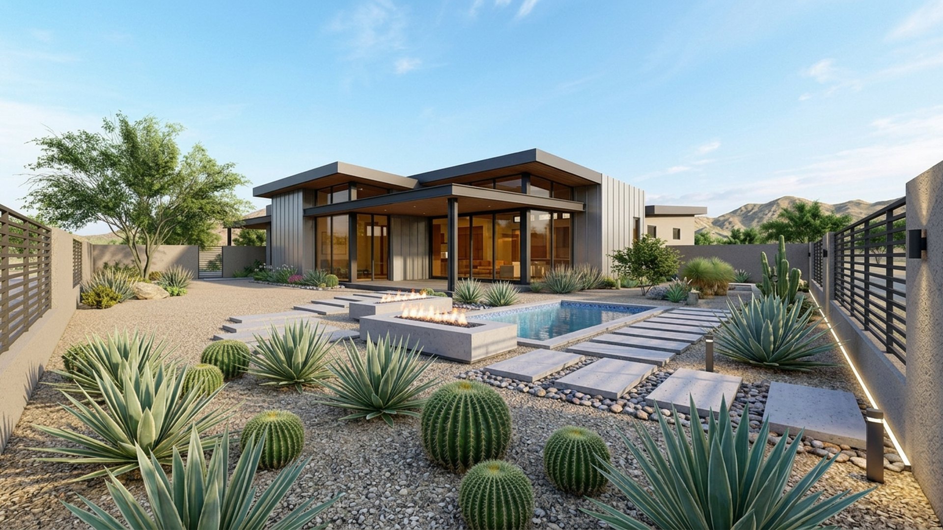 Desert Home Designs design concept visualisation photo futuristic neon lit future home. Images Created by www.Future-Home.Shop