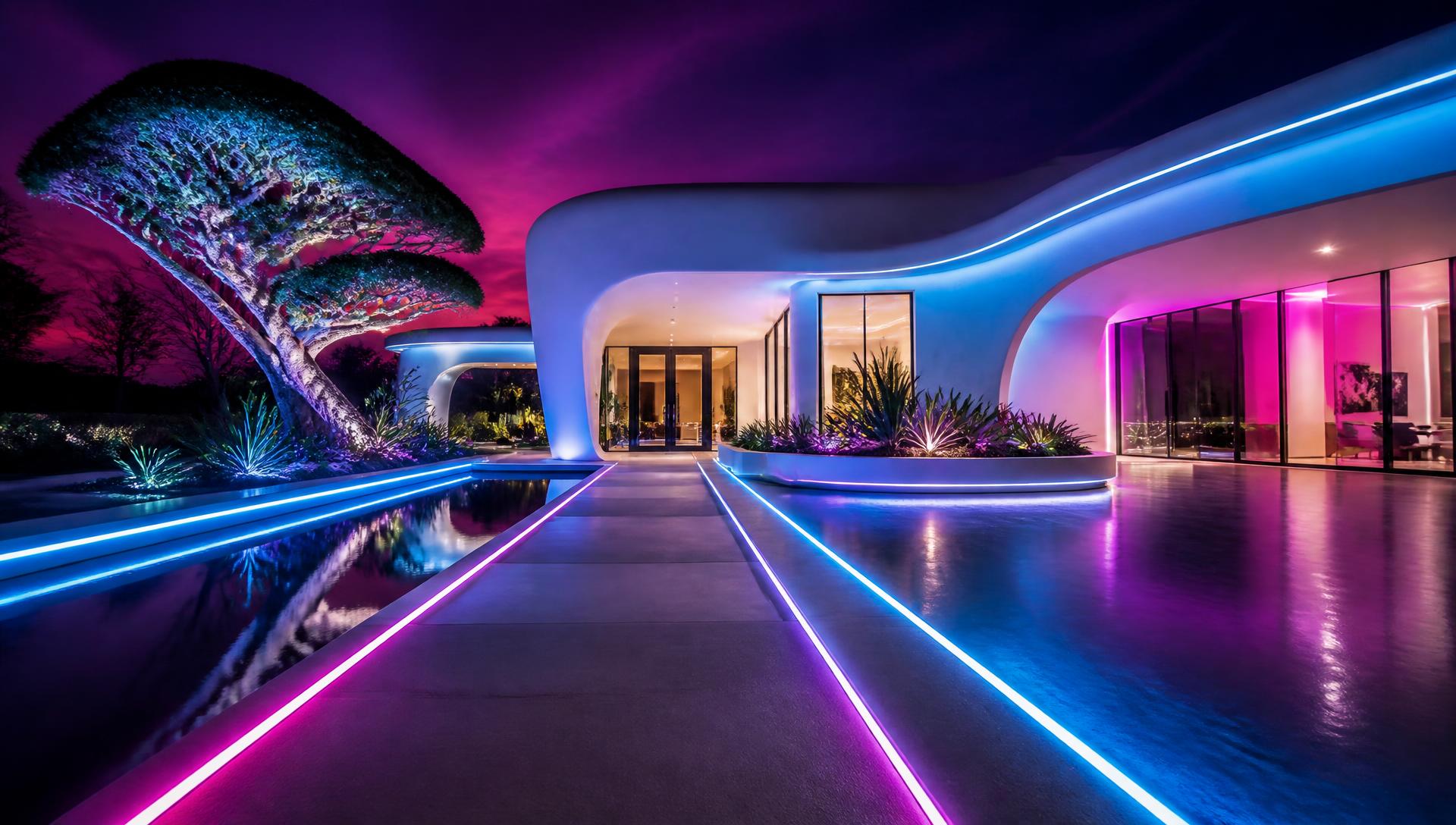 F4 Forward Home Designs design concept visualisation photo futuristic neon lit future. Images Created by www.Future-Home.Shop