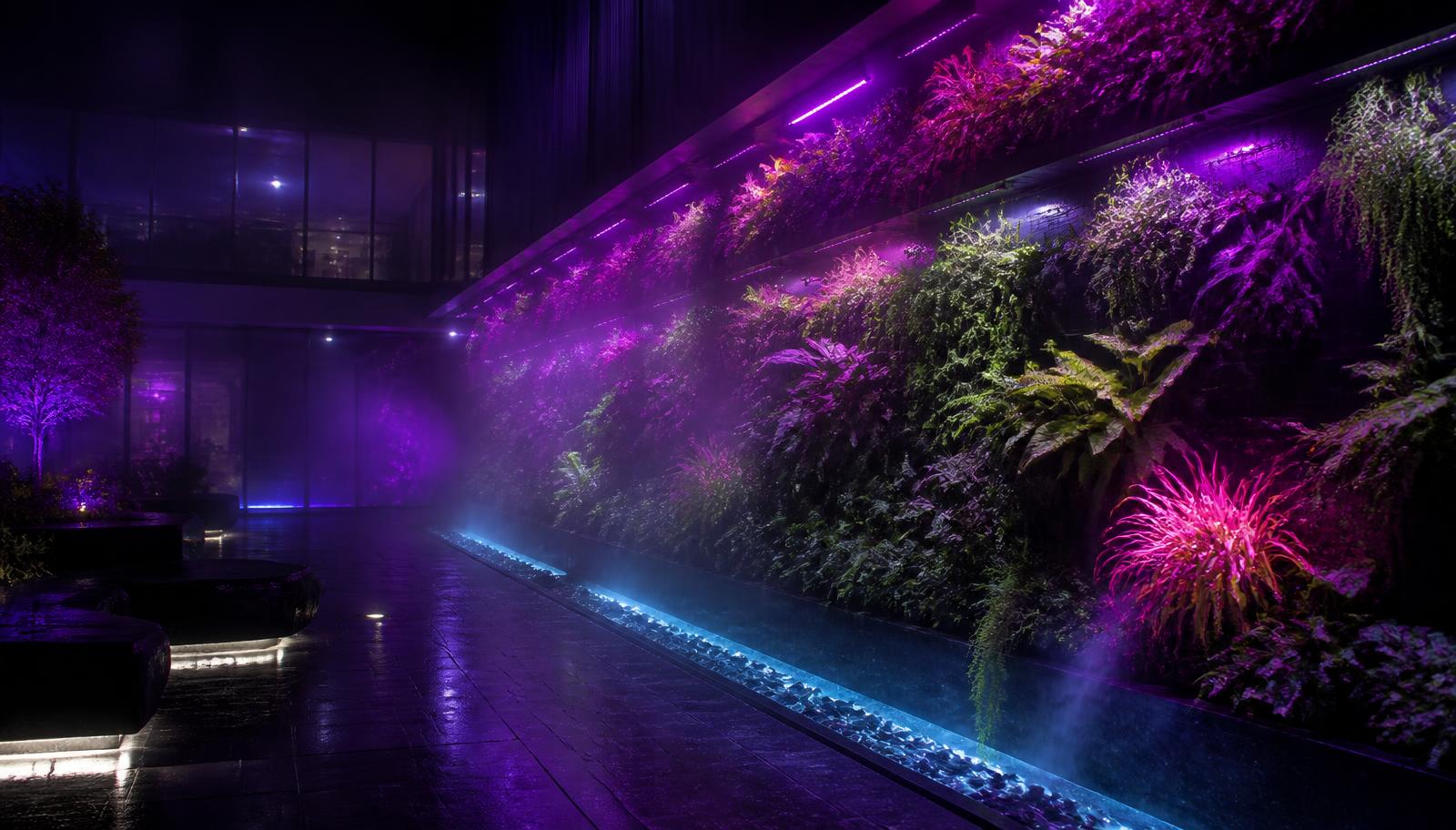 Fg 12 Future Garden Designs design concept visualisation photo futuristic neon lit. Images Created by www.Future-Home.Shop