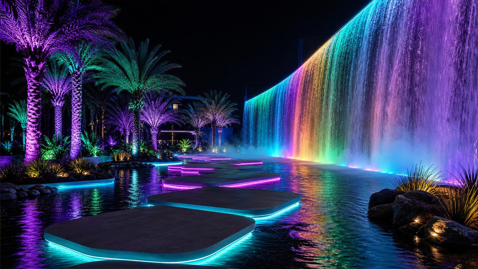 Fg 13 Future Garden Designs design concept visualisation photo futuristic neon lit. Images Created by www.Future-Home.Shop