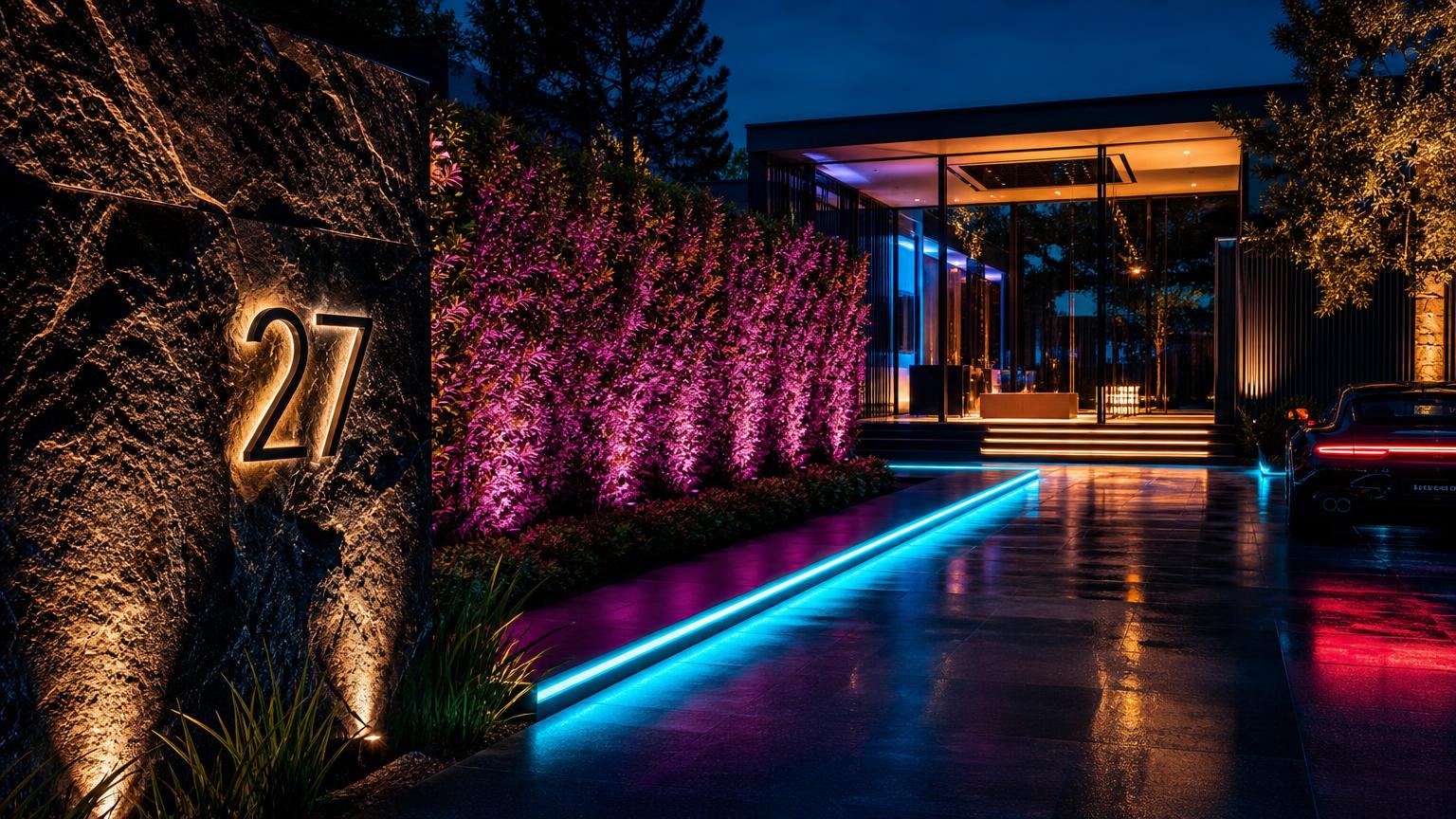 Fg 20 Future Garden Designs design concept visualisation photo futuristic neon lit. Images Created by www.Future-Home.Shop