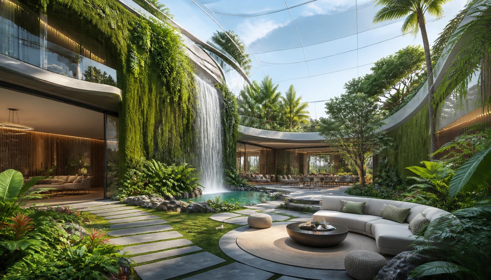 Fg 23 Future Garden Designs design concept visualisation photo futuristic neon lit. Images Created by www.Future-Home.Shop