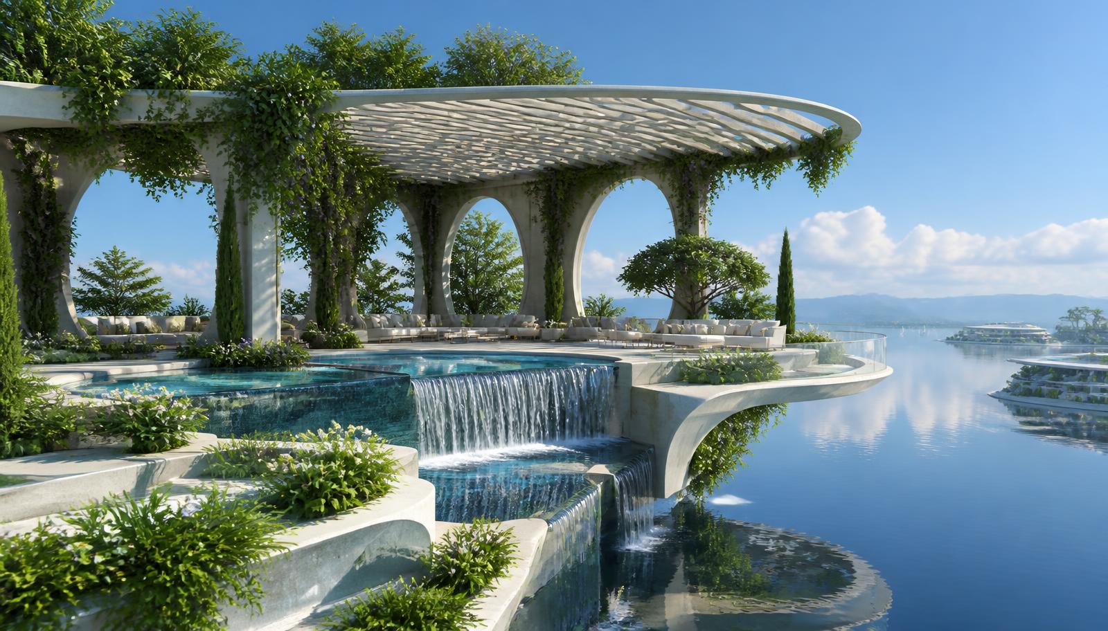 Fg 24 Future Garden Designs design concept visualisation photo futuristic neon lit. Images Created by www.Future-Home.Shop