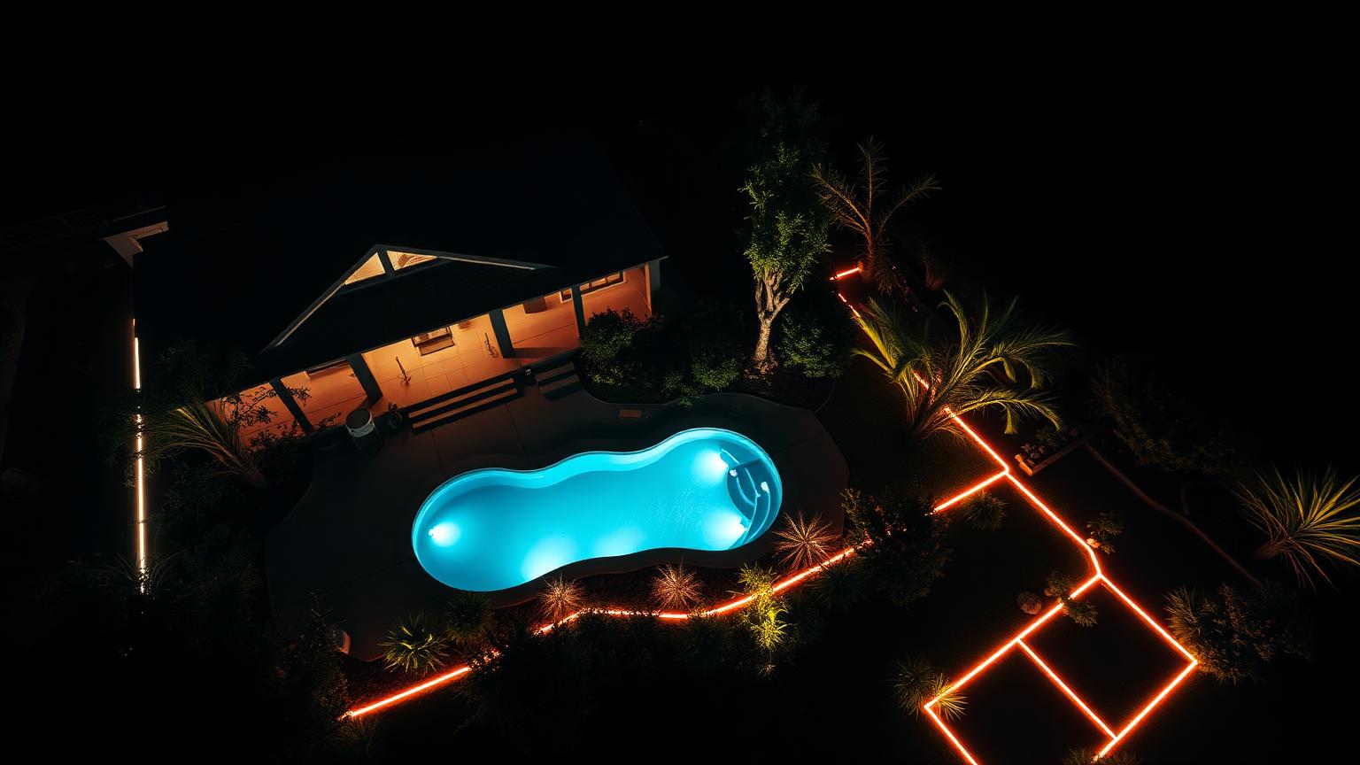 Fo Garden Designs design concept visualisation photo futuristic neon lit future home. Images Created by www.Future-Home.Shop