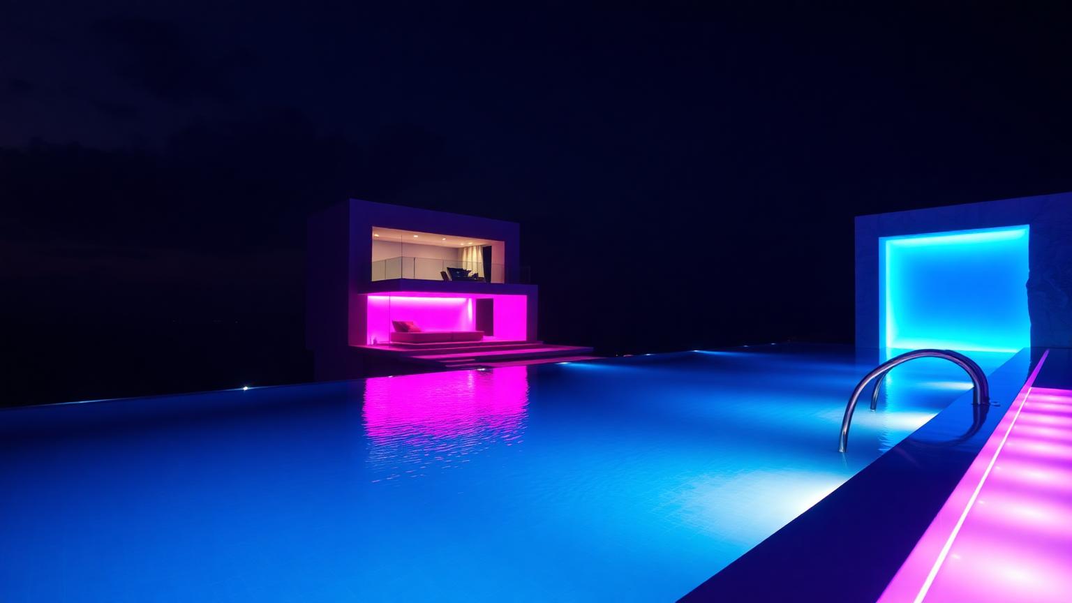 Fo Pool 01 Pool Designs design concept visualisation photo futuristic neon lit. Images Created by www.Future-Home.Shop
