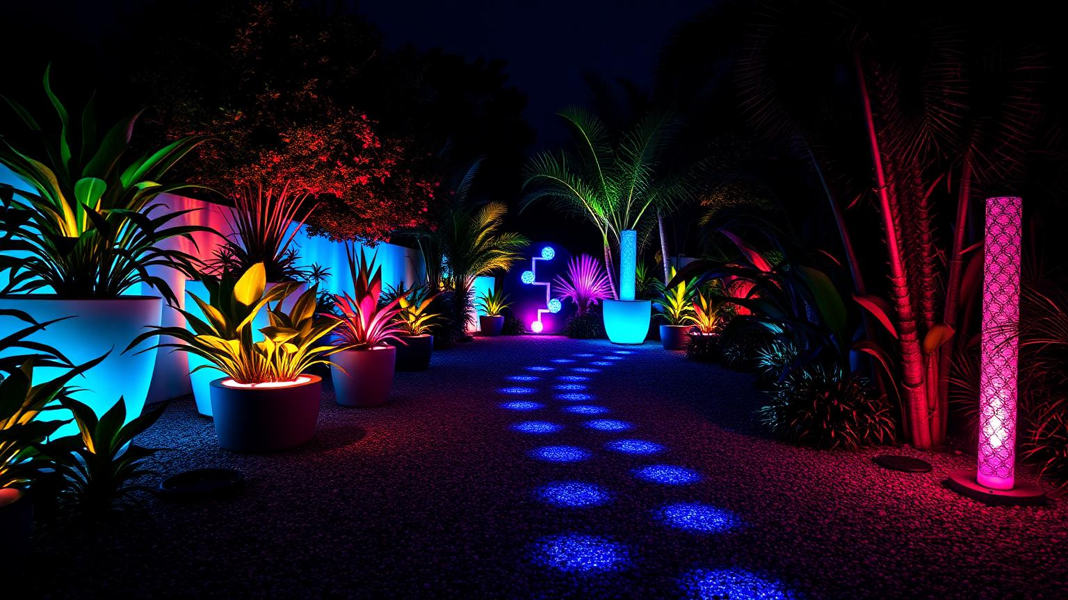 Luminous Gardens Glowing Planting, Light Paths and Bio Lighting modern home and. Images Created by www.future-home.shop