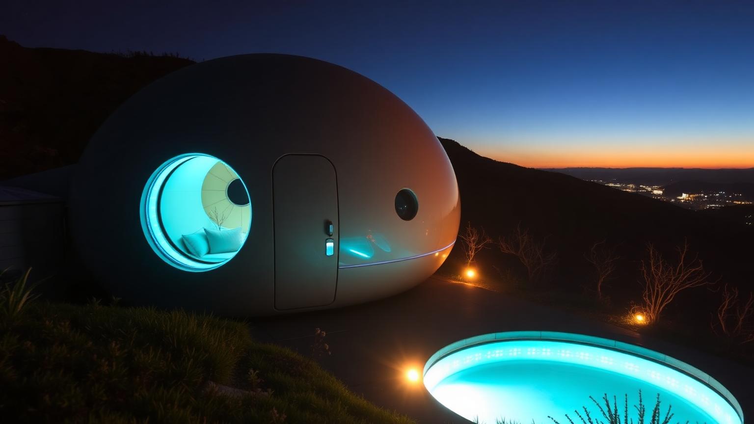 Future Tiny Homes and Micro Living modern home and garden landscaping design. Images Created by www.future-home.shop