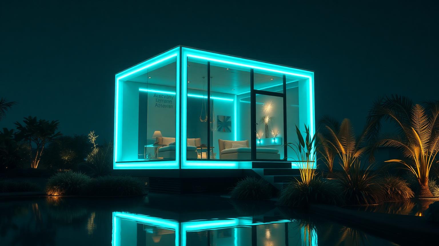 Fth 02 Home Designs design concept visualisation photo futuristic neon lit future. Images Created by www.Future-Home.Shop