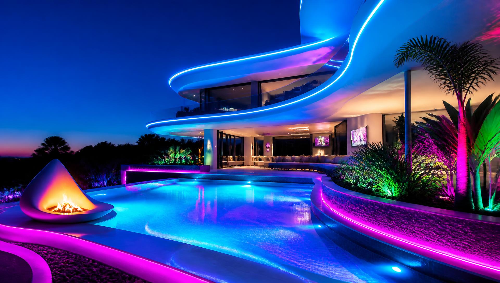 Futuristic 04 Home Designs design concept visualisation photo futuristic neon lit future. Images Created by www.Future-Home.Shop