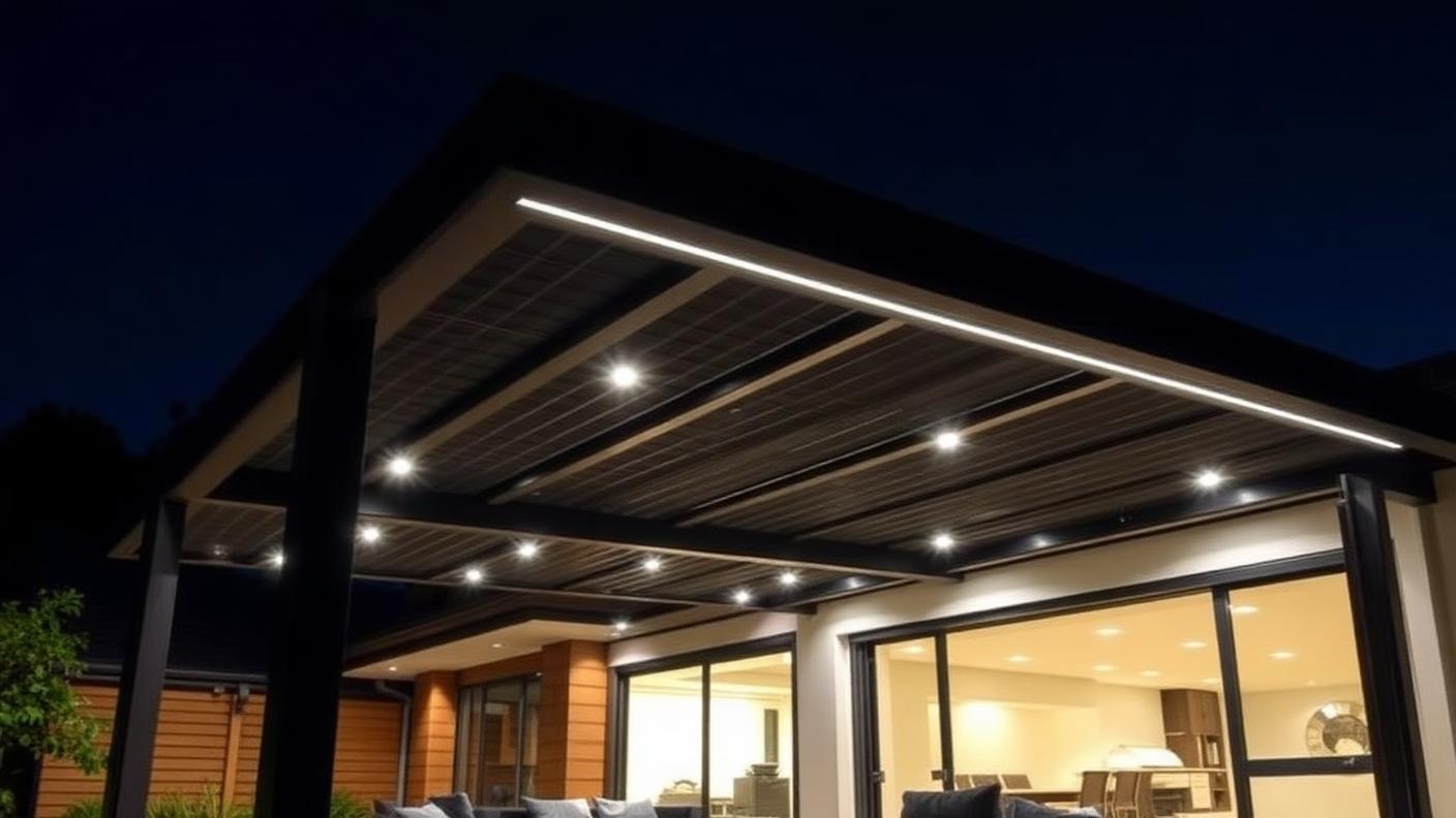 G1 Right Pergola Designs design concept visualisation photo futuristic neon lit future. Images Created by www.Future-Home.Shop