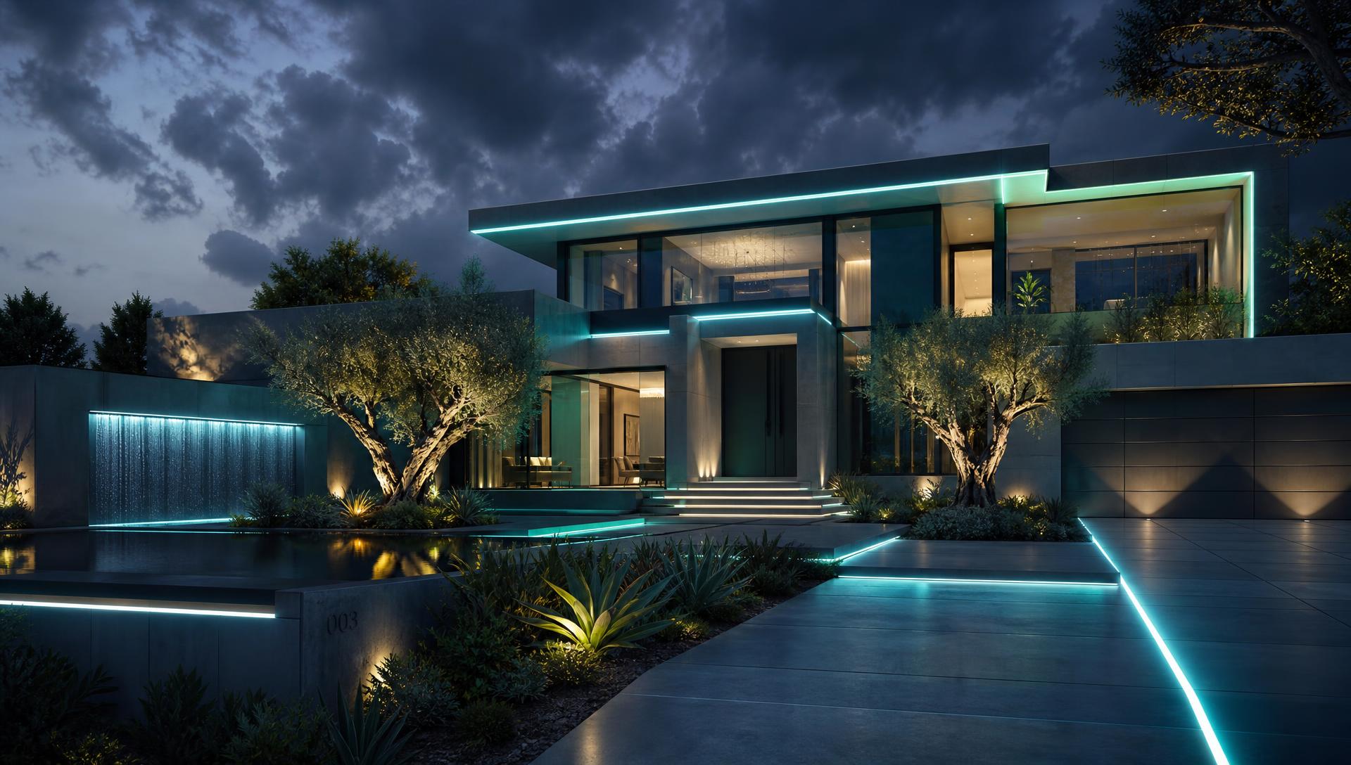 Hero Future Home Designs design concept visualisation photo futuristic neon lit future. Images Created by www.Future-Home.Shop