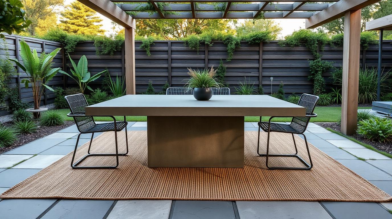 Material Outdoor Furniture design concept visualisation photo futuristic neon lit future home. Images Created by www.Future-Home.Shop