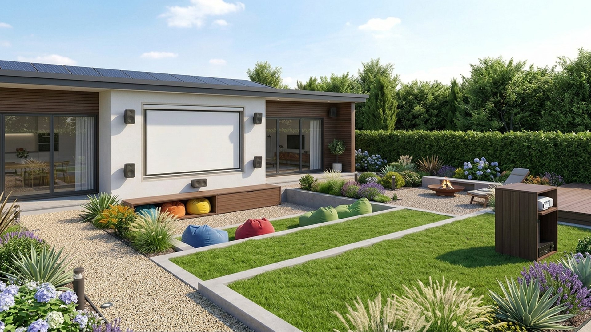 Outdoor Home Designs design concept visualisation photo futuristic neon lit future home. Images Created by www.Future-Home.Shop