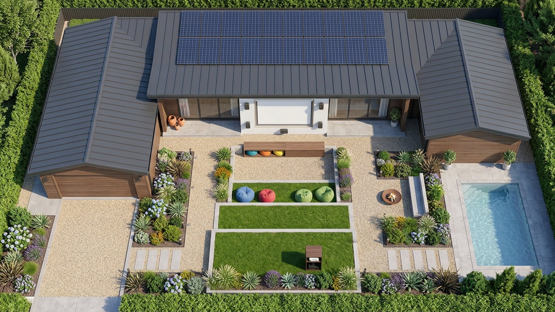 Outdoor Home Designs design concept visualisation photo futuristic neon lit future home. Images Created by www.Future-Home.Shop