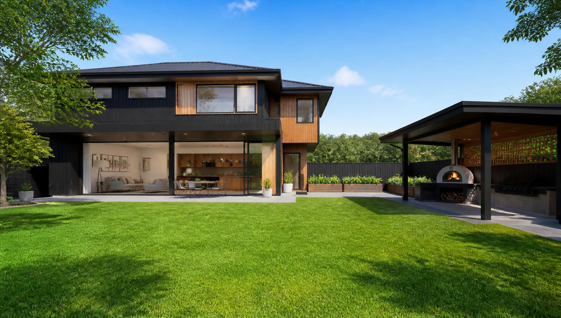 P5 Rear Luxurious Home Designs and Estates design concept visualisation photo futuristic. Images Created by www.Future-Home.Shop