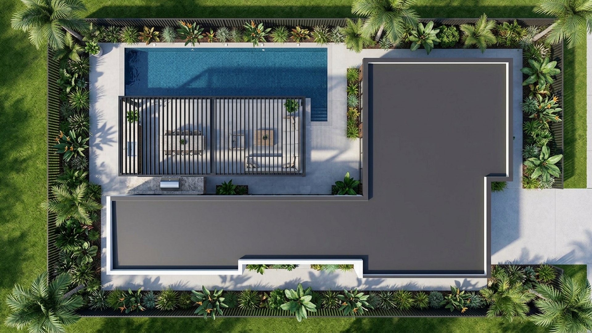 Poolside Pool Designs design concept visualisation photo futuristic neon lit future home. Images Created by www.Future-Home.Shop