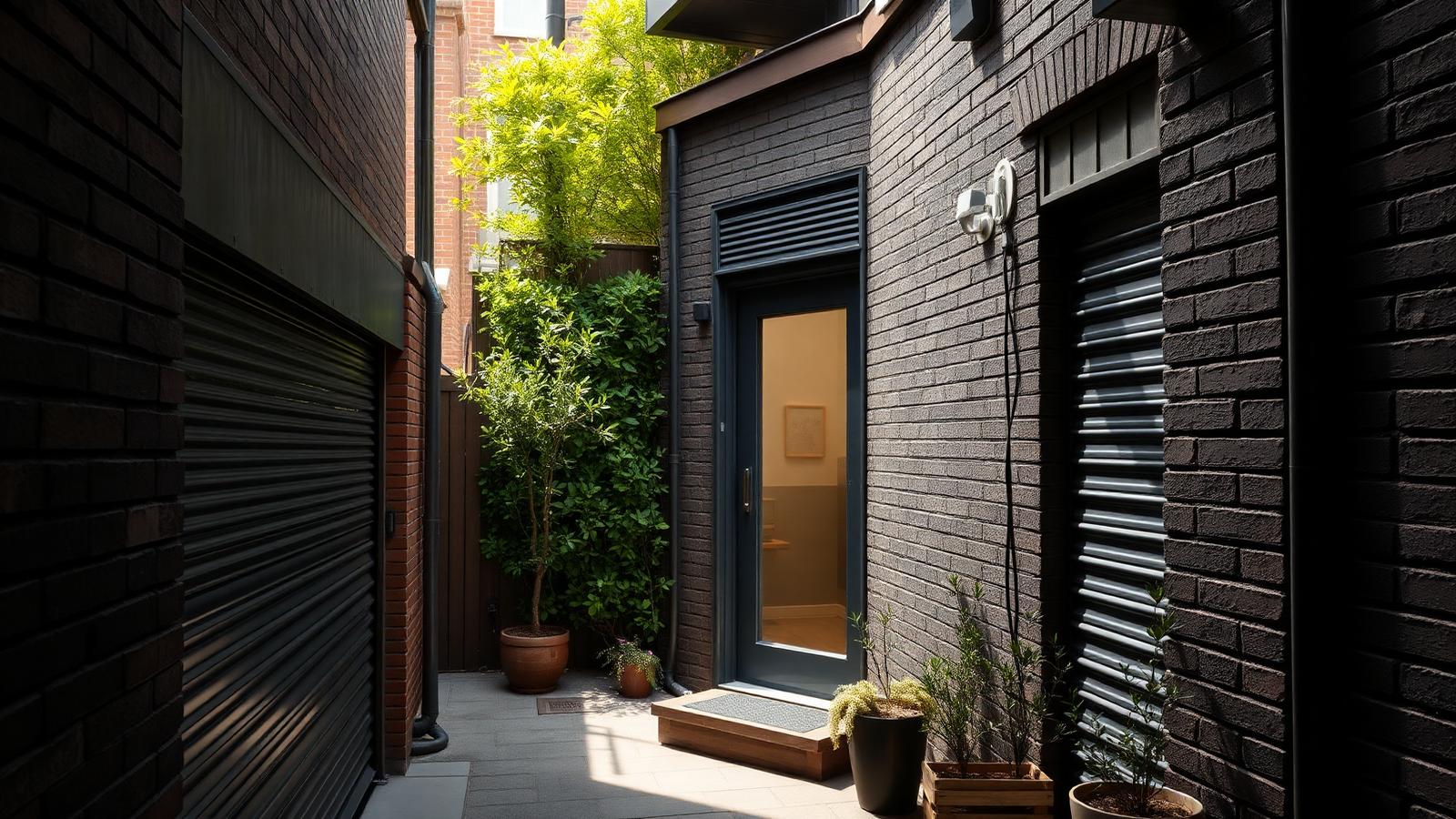 Inner city laneway house tiny home design with garden A compact brick and timber home tucked into a narrow laneway. Images Created by www.Future-Home.Shop