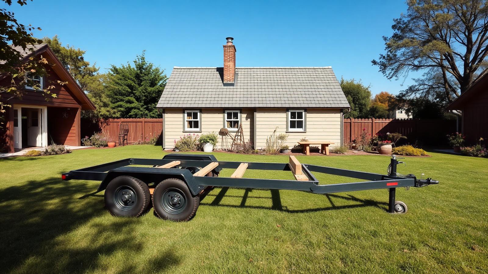 Chassis and floor cassette for a towable build tiny home design with garden A hot-dip galvanised trailer with the floor. Images Created by www.Future-Home.Shop