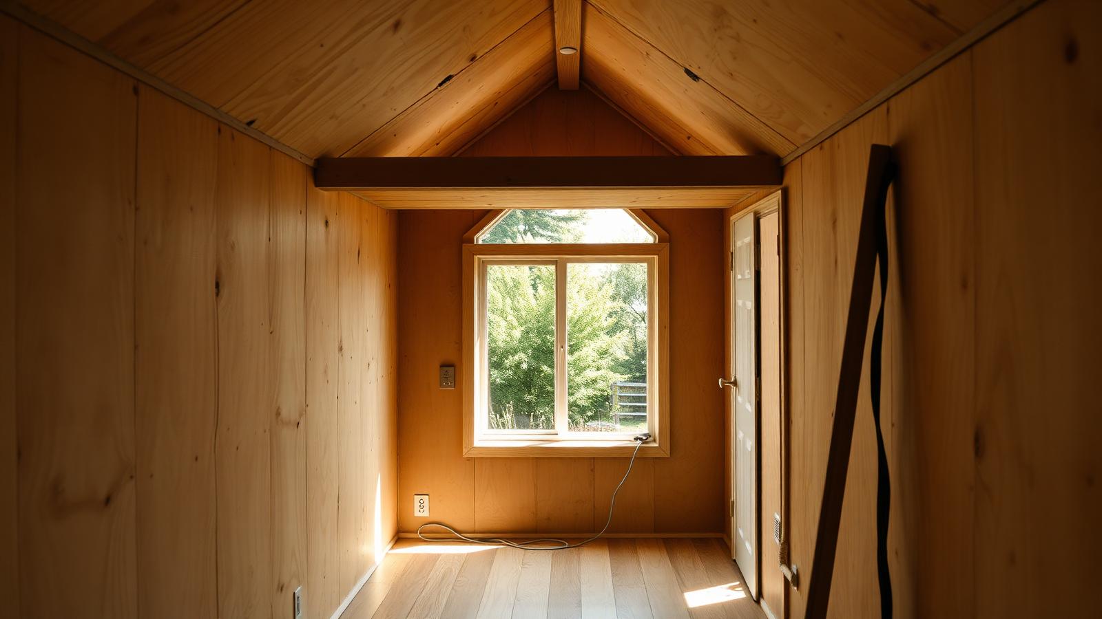 Insulate and line the comfort you cannot see tiny home design with garden Plywood lining going on over dense insulation. Images Created by www.Future-Home.Shop